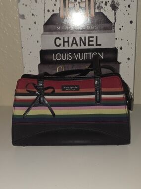 kate spade striped satchel handbag - multicolor
